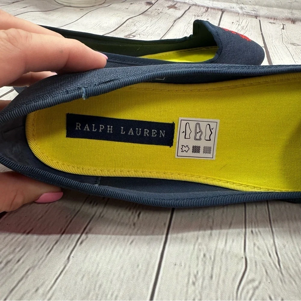 Ralph Lauren Blue and Red Flats with embroidered anchor sz 5 youth kids EU 37